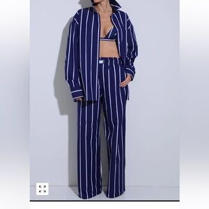 Yaitte Janeiro Bespoke striped cotton trousers size small